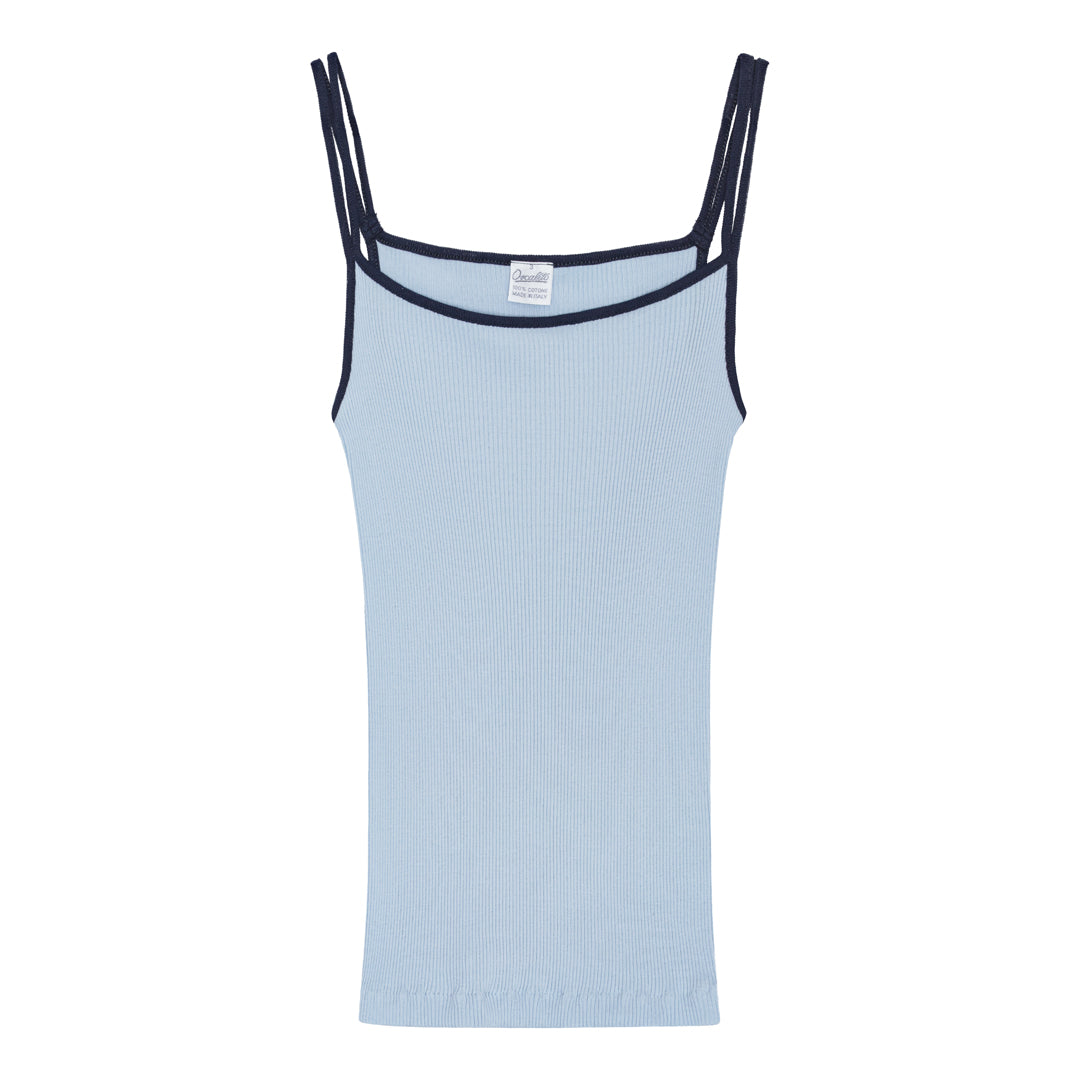 Cami Top double Straps 7170 - Ribbed Cotton - aqua/blu