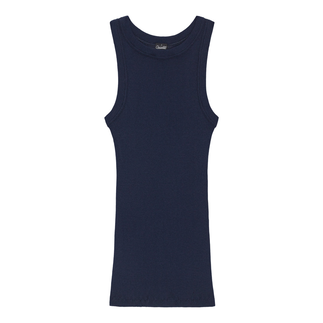 Americana Cotton Tank Top 7165 - high neck - Deep Blue
