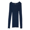 LS Wool Silk Rib Bluse 3446R - Navy