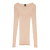 LS Wool Silk Rib Bluse 3446R - Powder Beige