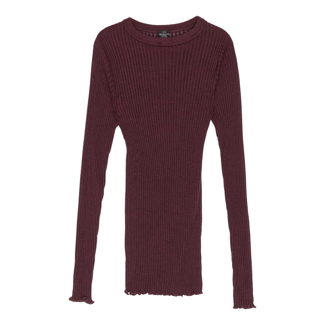 Wool Silk Bluse - 7496 - Cherry