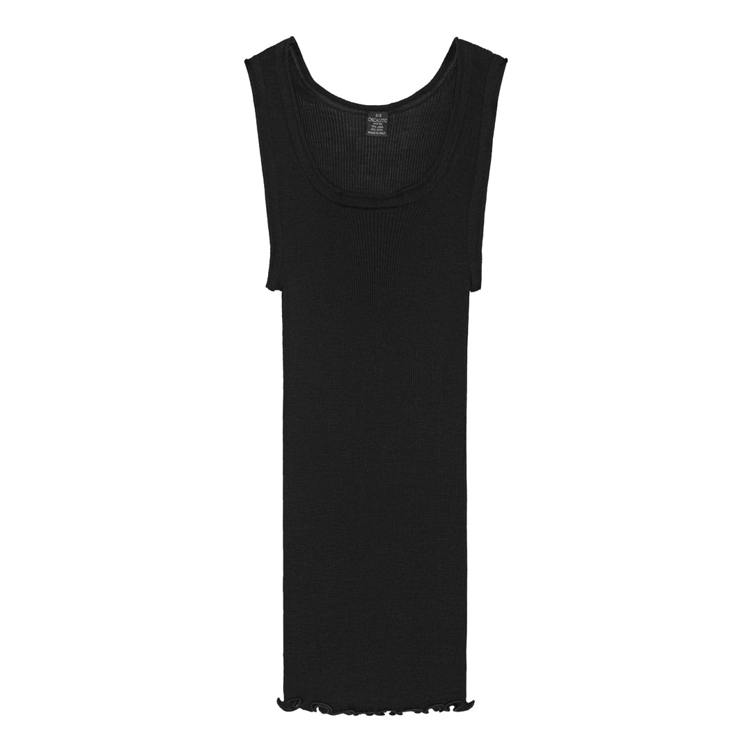 Wool Silk Rib Tank Top 3442R - Black