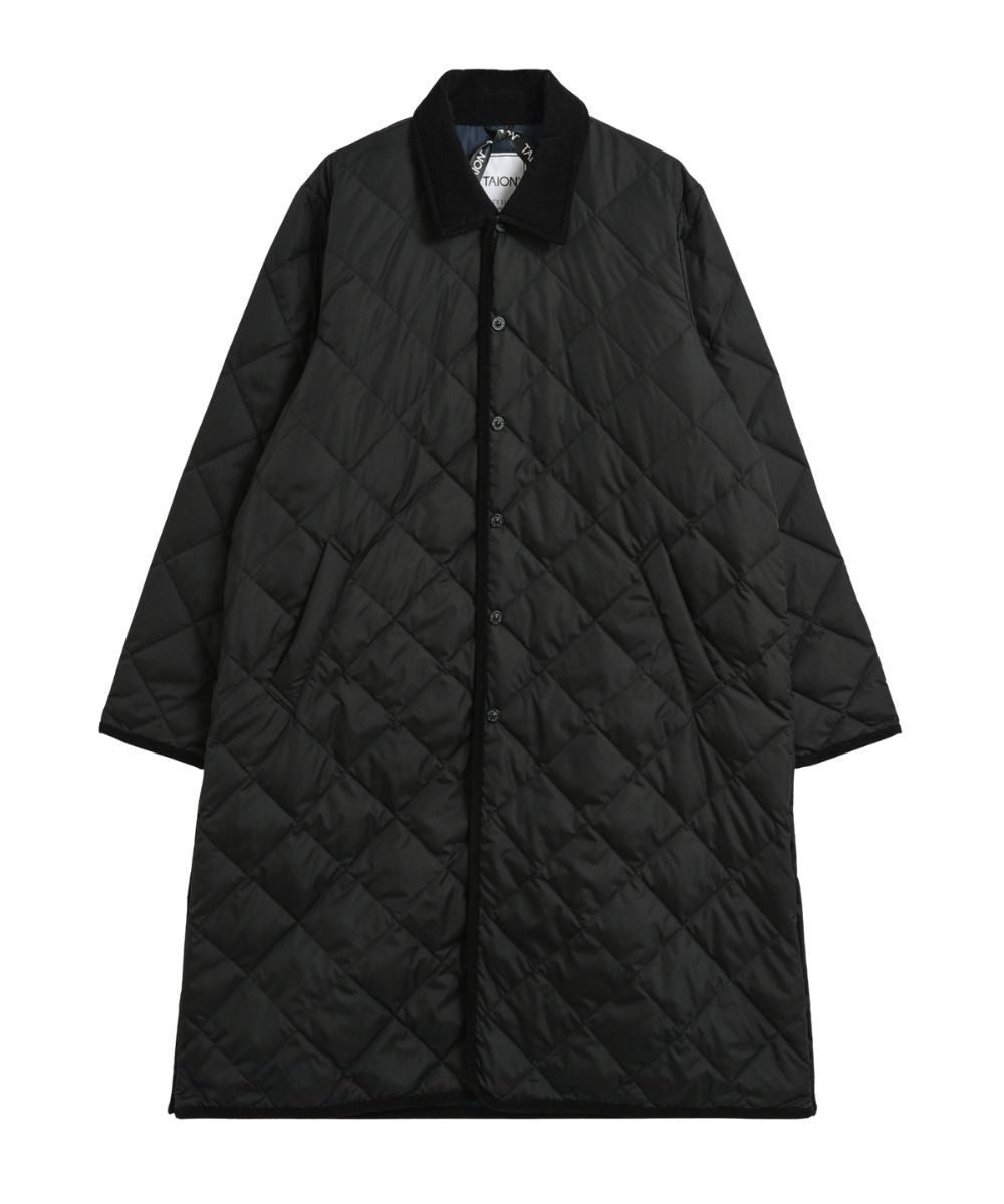 Piping Collared Down Coat - Black