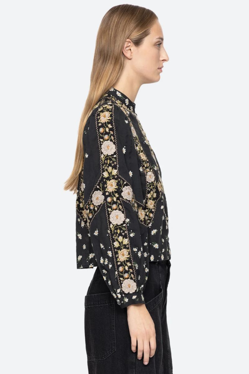 Elisabeth Print Top - Black