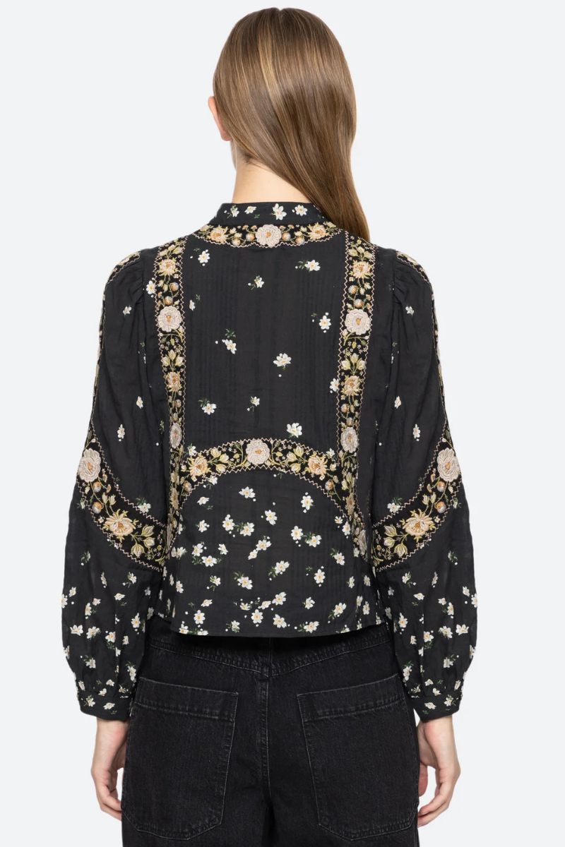 Elisabeth Print Top - Black