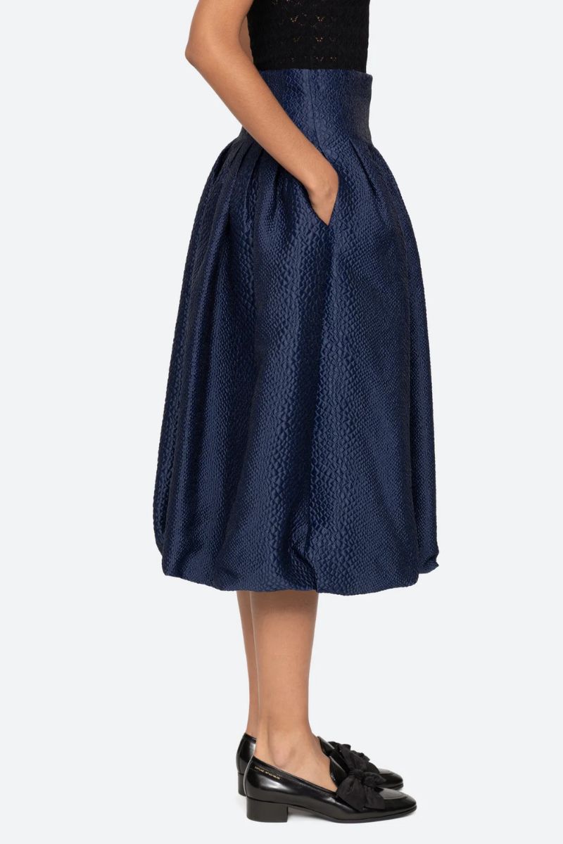 Fayetta Embossed Bubble Skirt - Navy