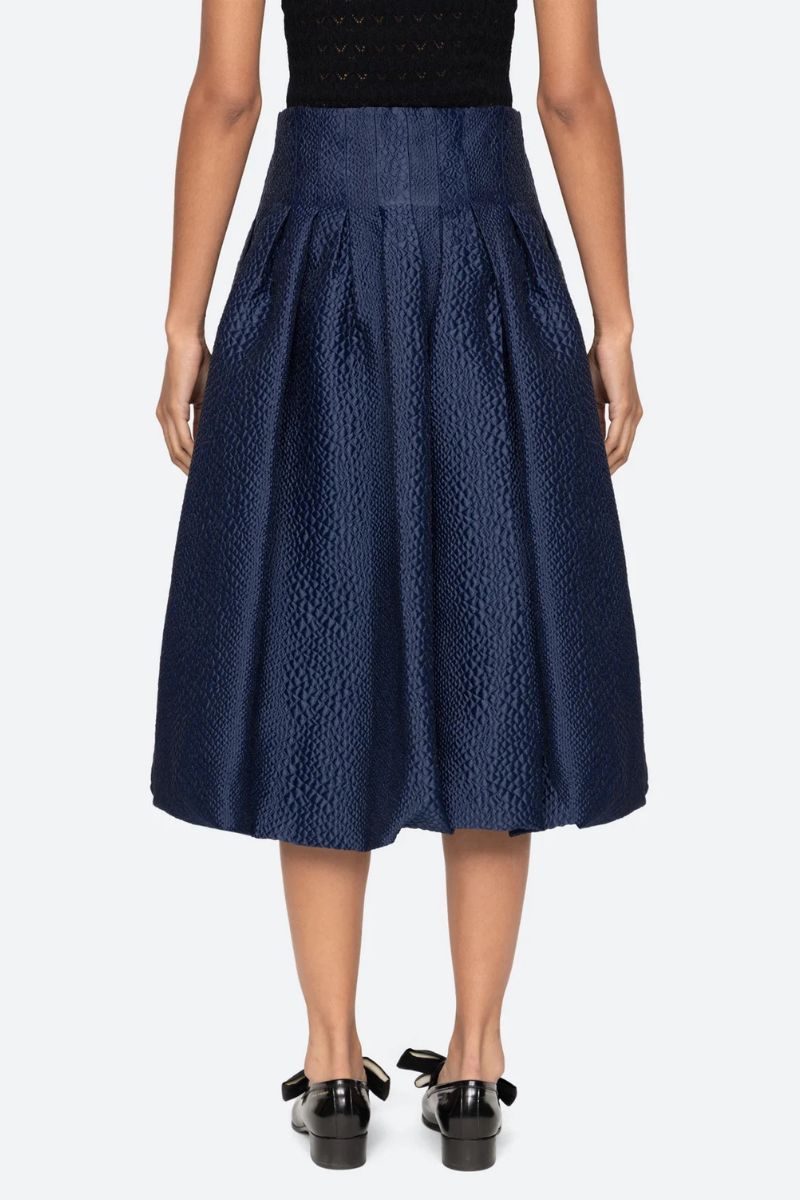 Fayetta Embossed Bubble Skirt - Navy