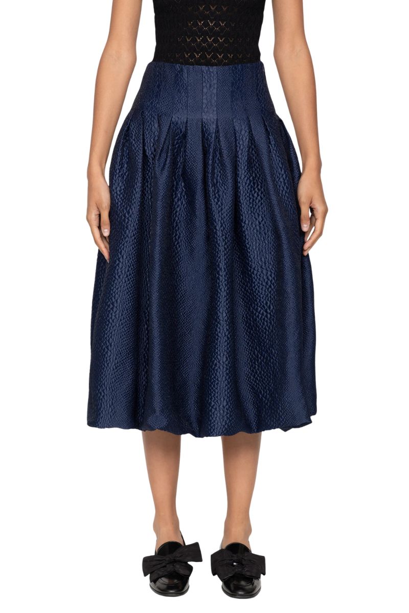 Fayetta Embossed Bubble Skirt - Navy