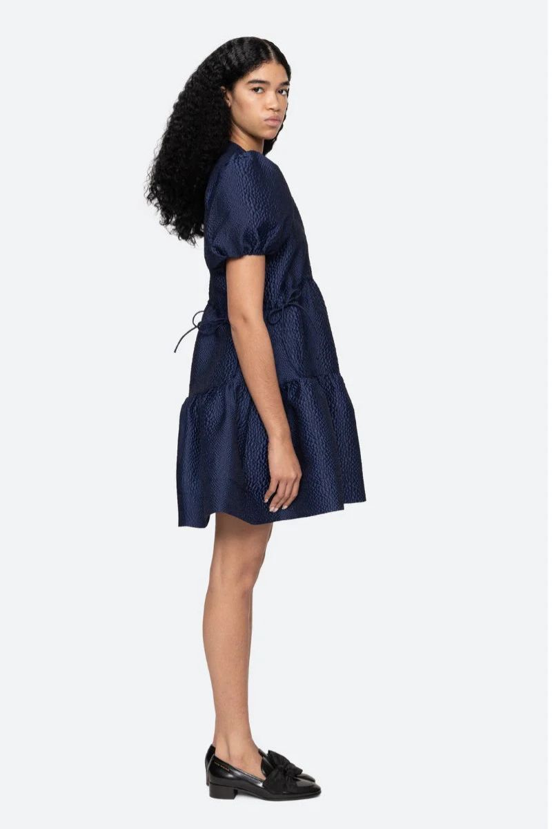 Fayetta Embossed Mini Dress - Navy