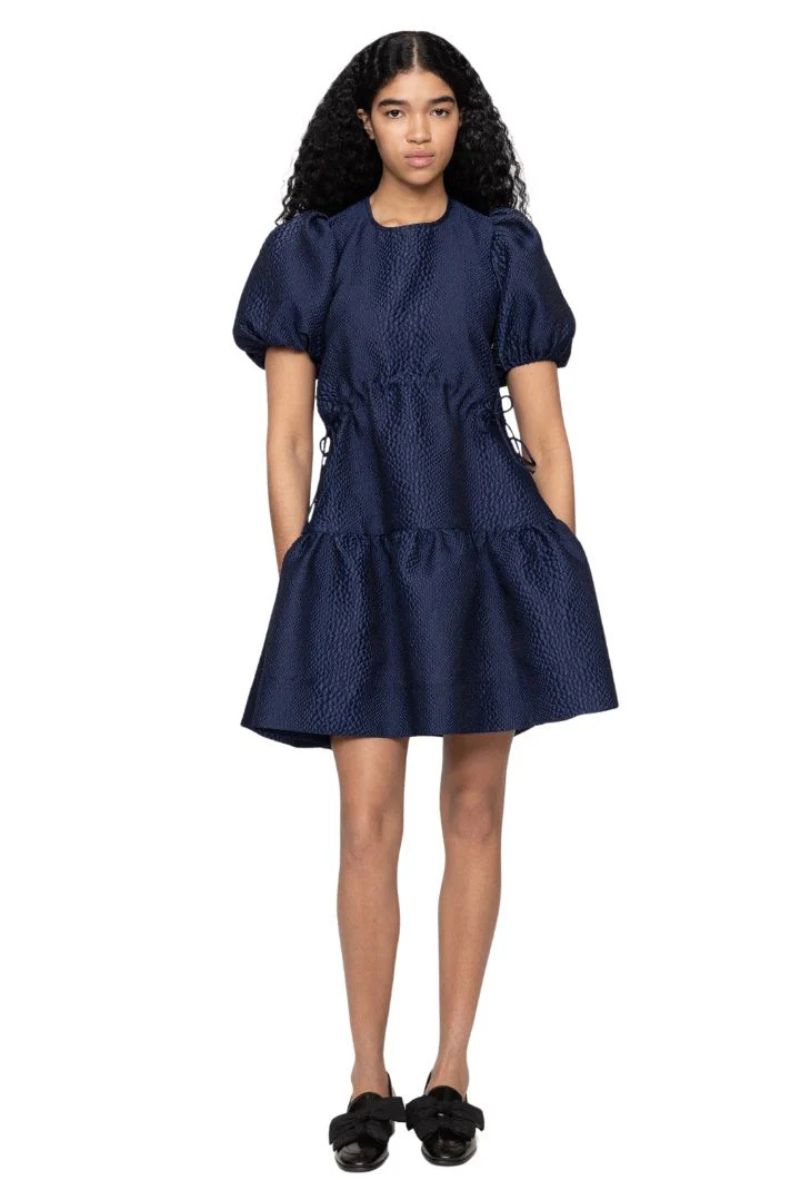 Fayetta Embossed Mini Dress - Navy