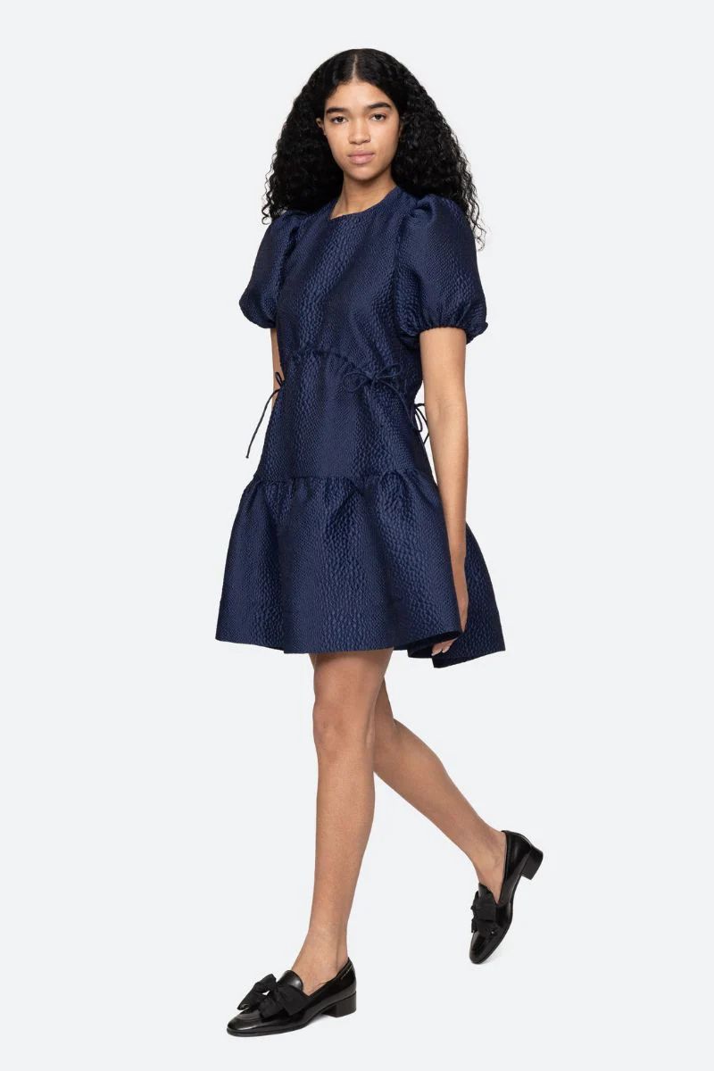 Fayetta Embossed Mini Dress - Navy