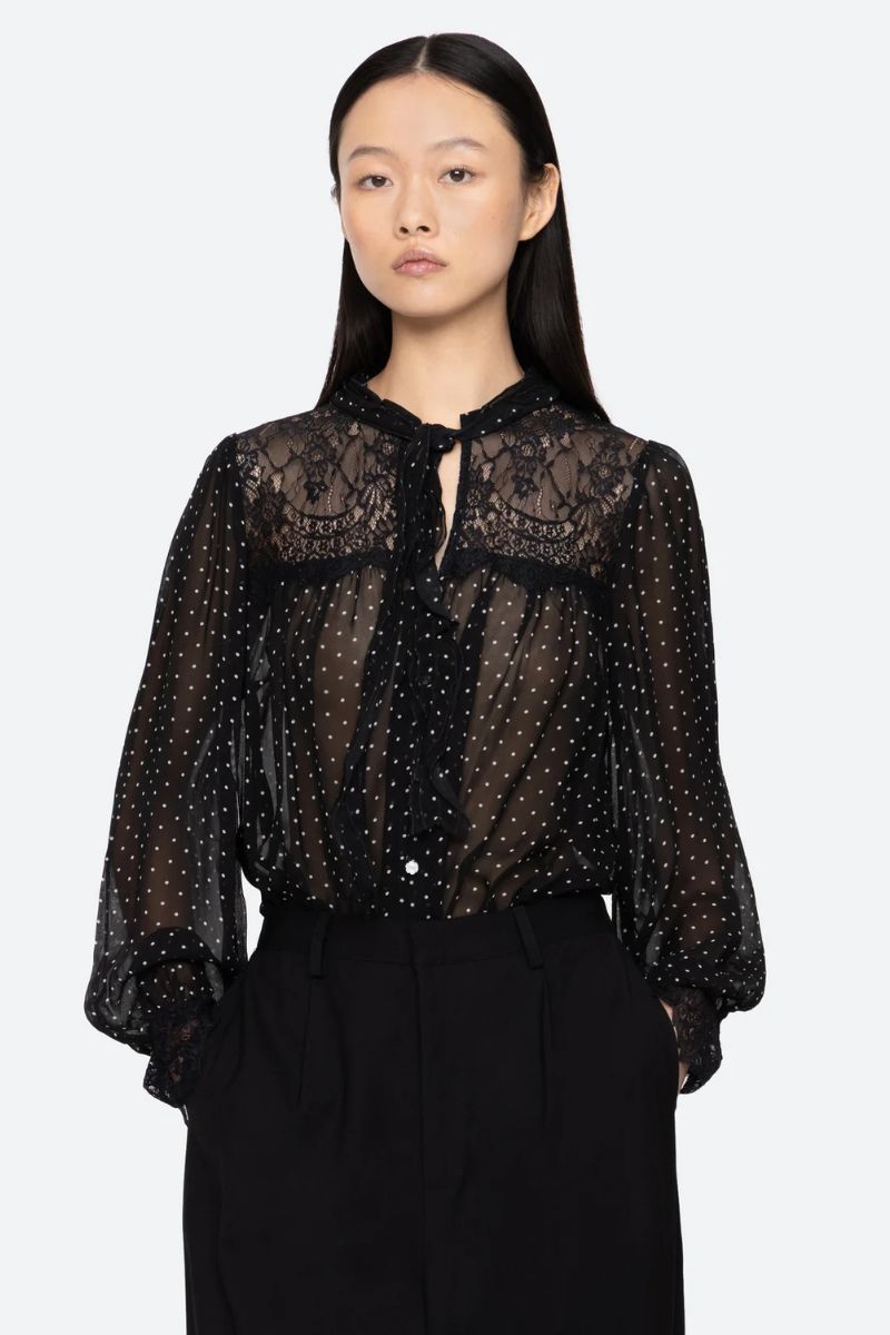 Melody Polka Dot Top - Black