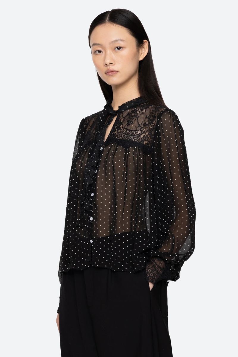 Melody Polka Dot Top - Black