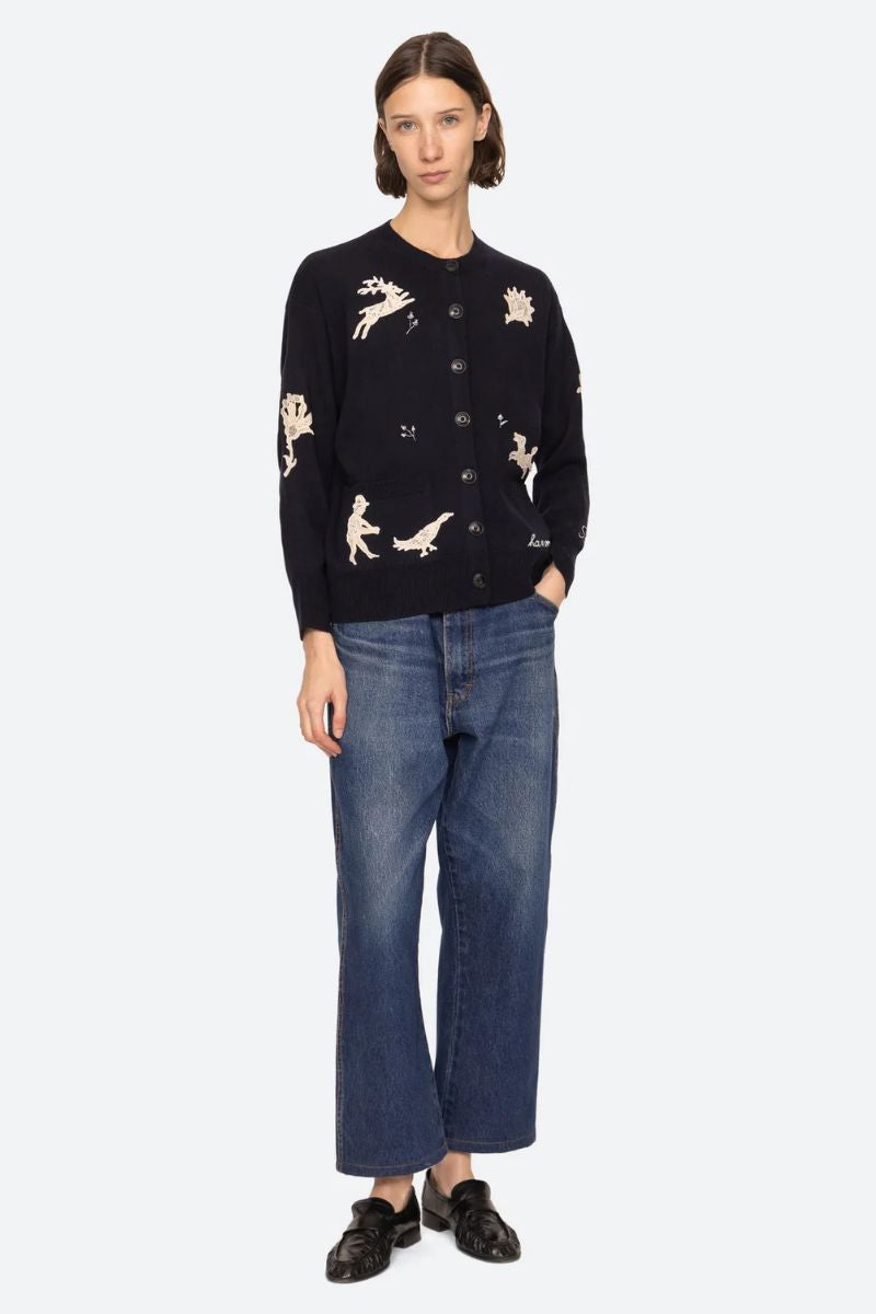 Mika Applique Cardigan - Navy