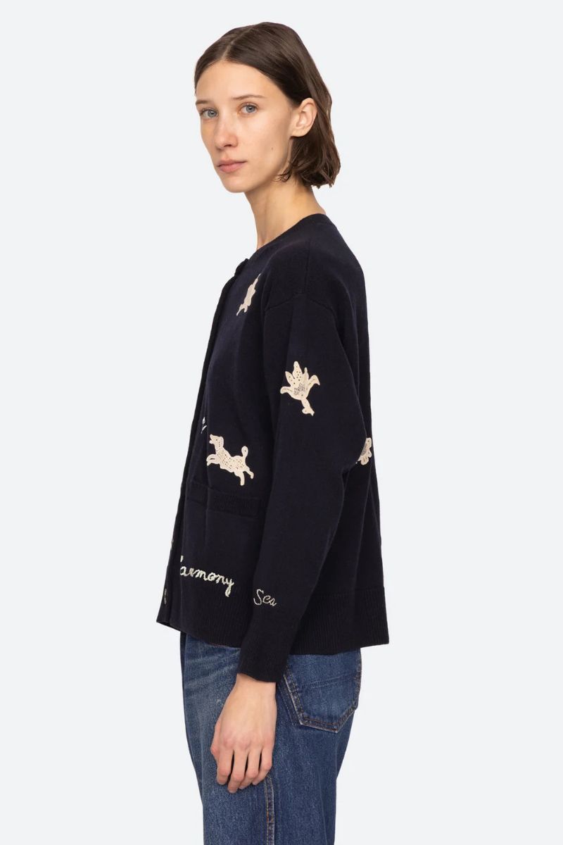 Mika Applique Cardigan - Navy