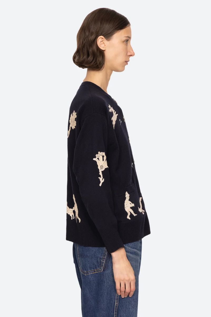 Mika Applique Cardigan - Navy