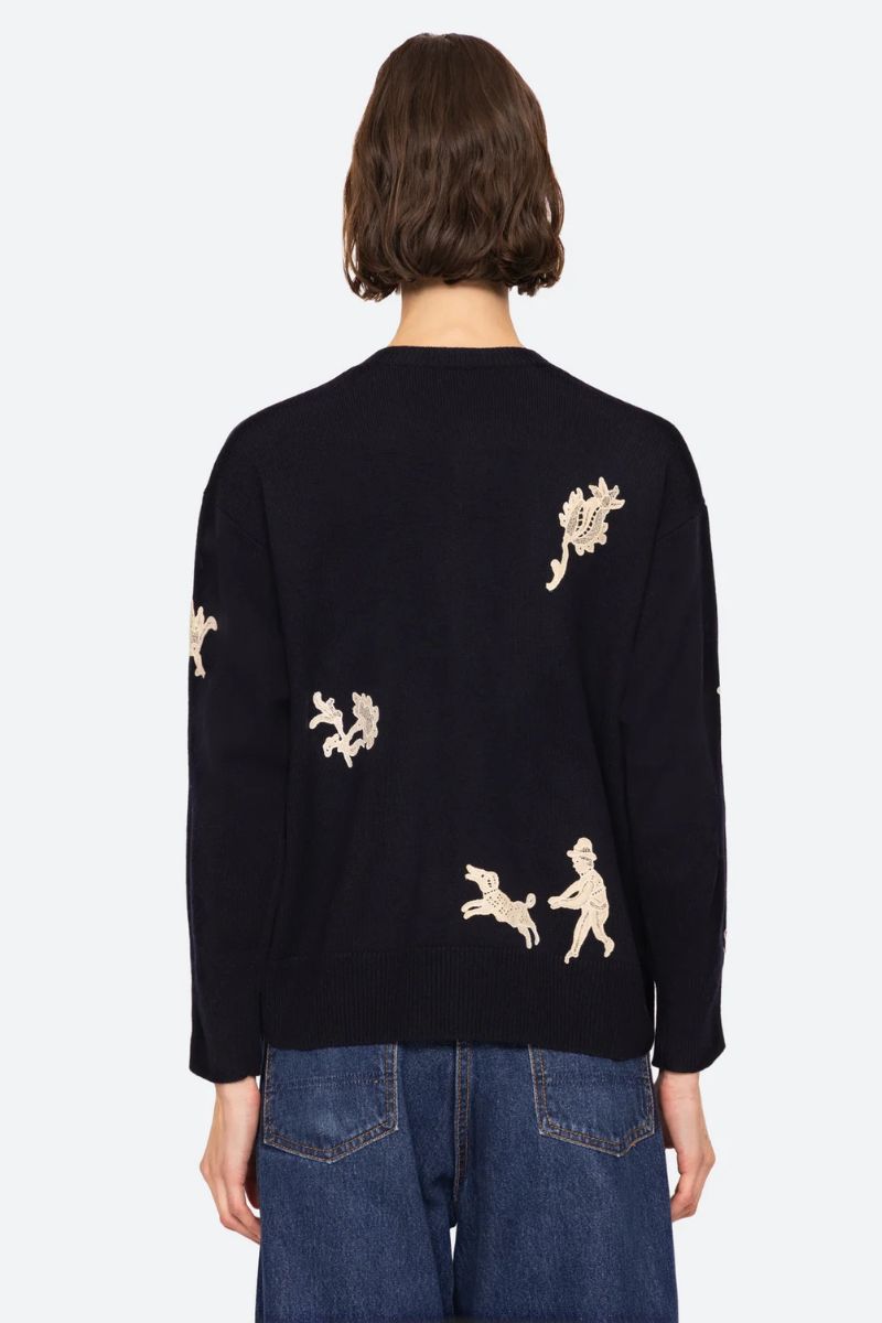 Mika Applique Cardigan - Navy