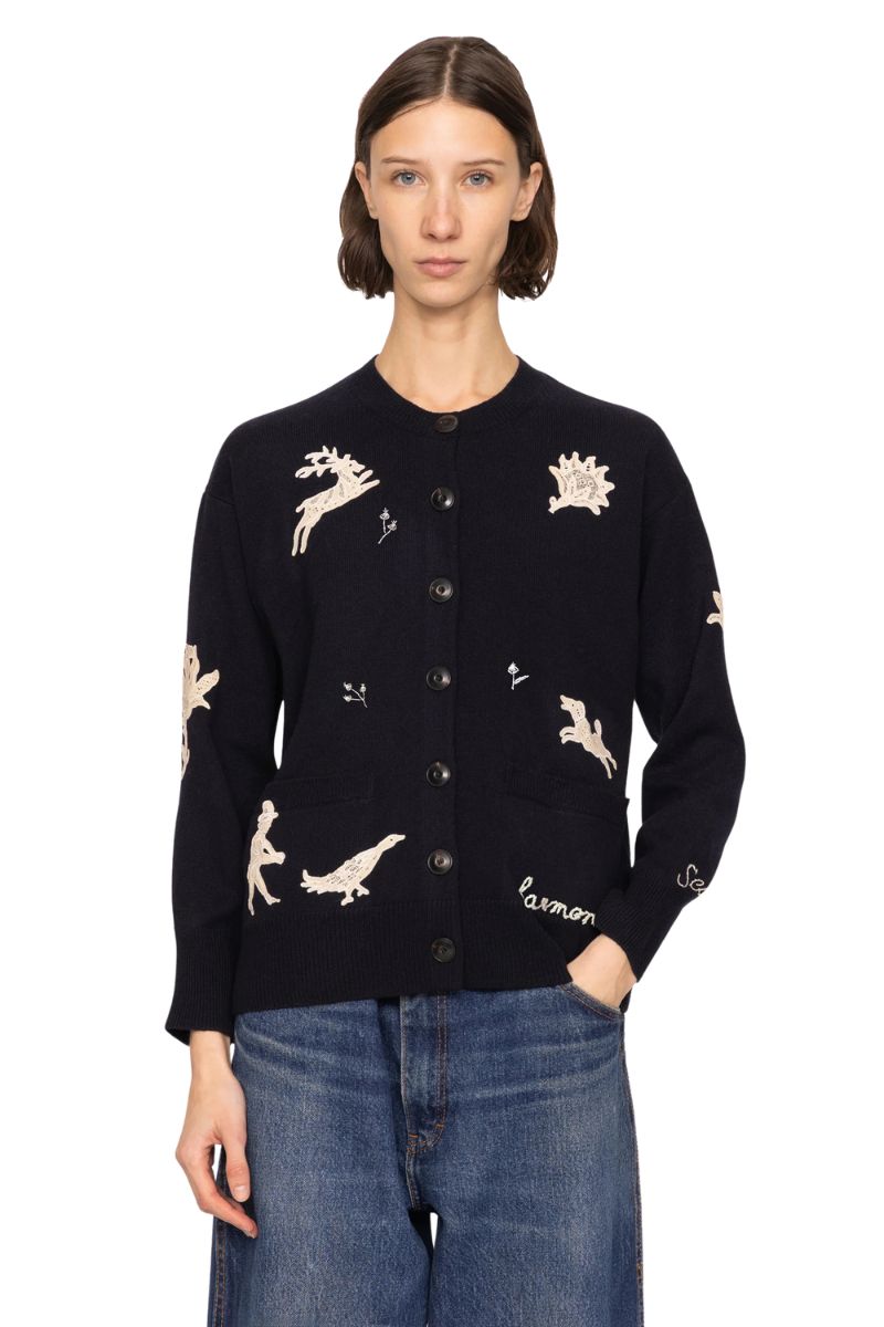 Mika Applique Cardigan - Navy