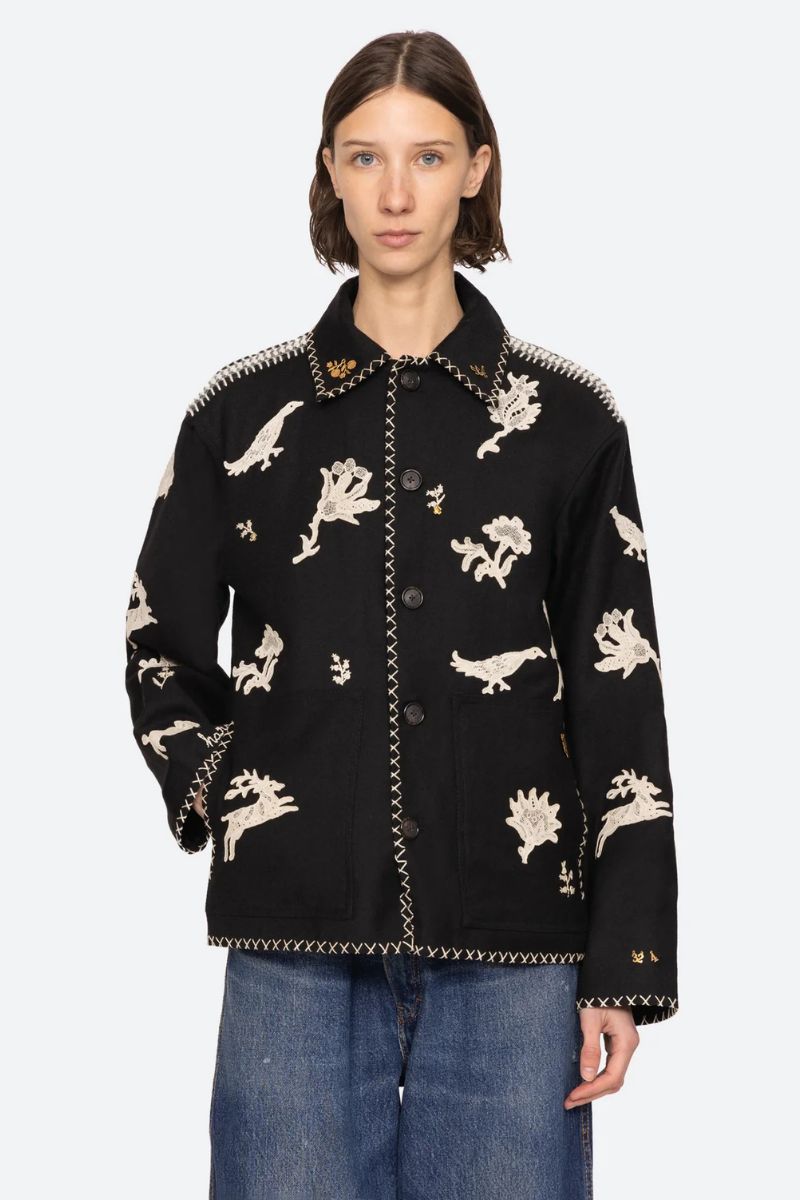 Mika Applique Jacket - Black