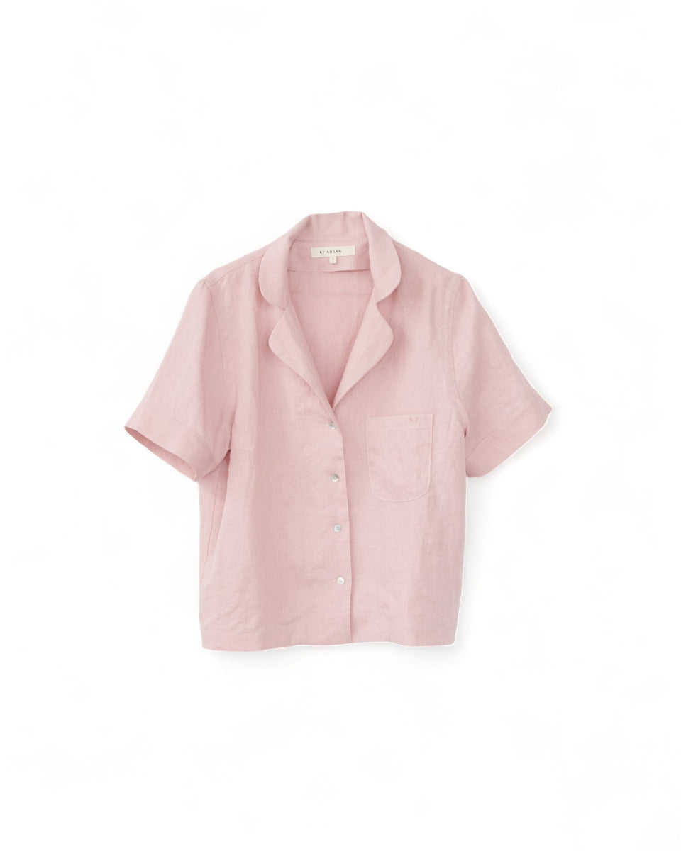 Light Linen PJ Shirt - Dusty Rose
