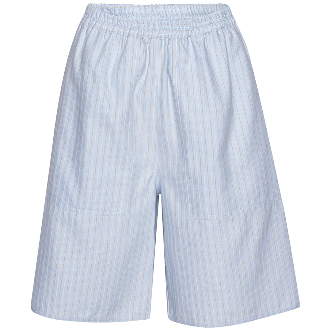 June Shorts - Linen Blue Stripe