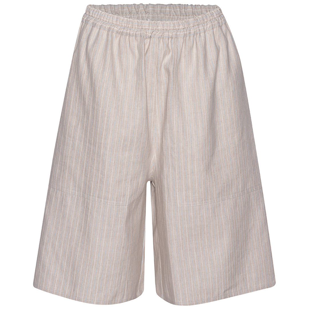 June Shorts - Linen Sand Stripe