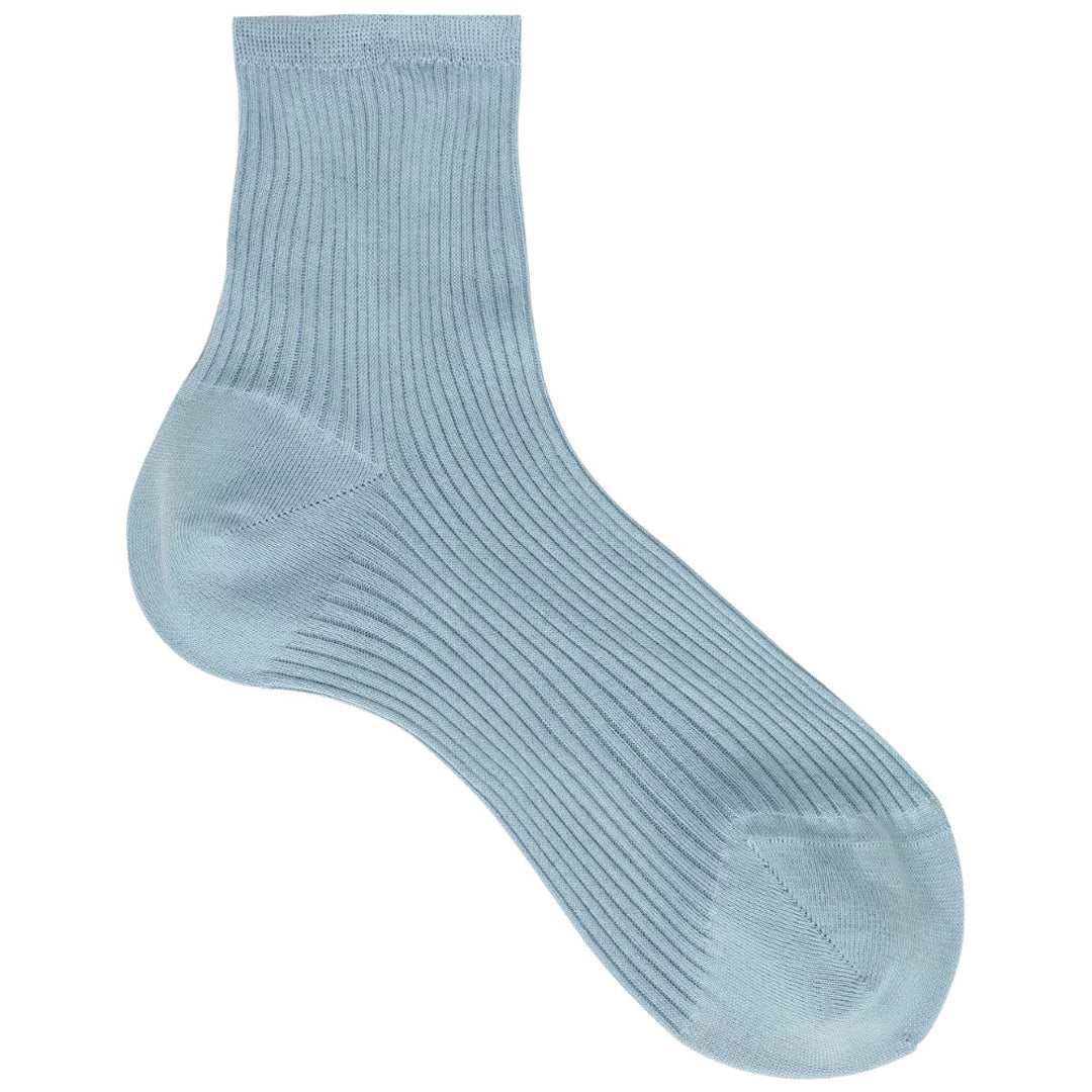 Organic Cotton High Ankle Socks - Pale Blue