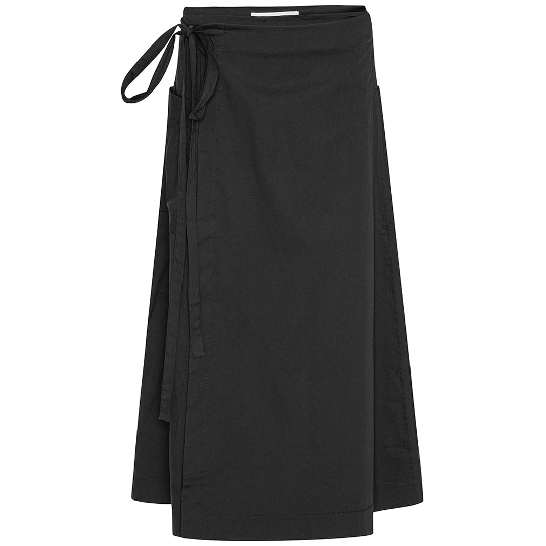 Soft Poplin Wrap Skirt - Black