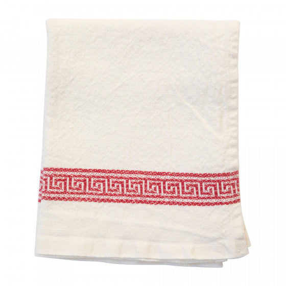 Tea Towel - Red Grecque 