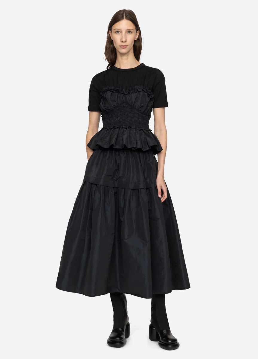 Diana Taffeta Midi Skirt - Black